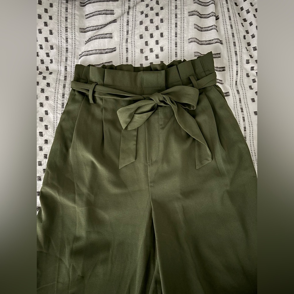 a new day Green High-Waisted Trousers with Tie Belt